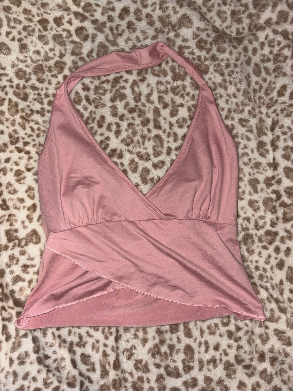 SHEIN Pink Halter Wrap Crop Top